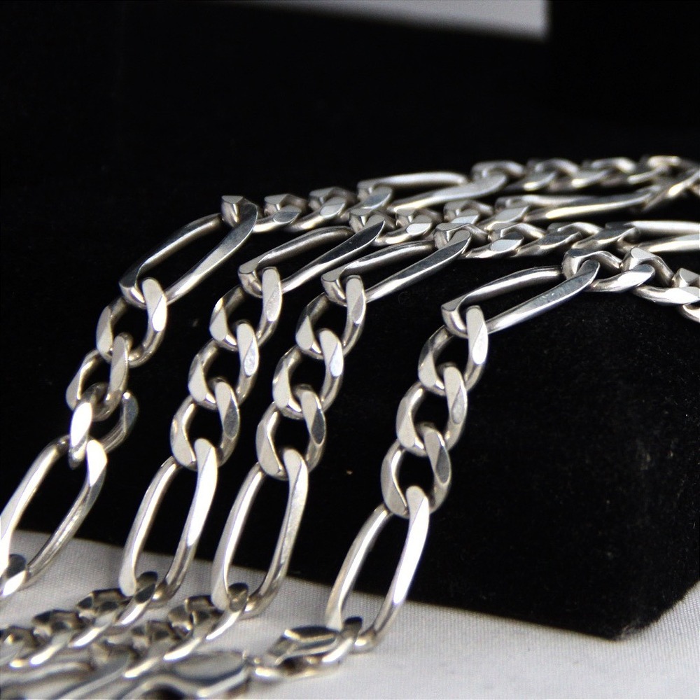 Sterling Silver 925 Figaro Chain Necklace 7mm 20 Inch Polished Link bb - Picture 6 of 9